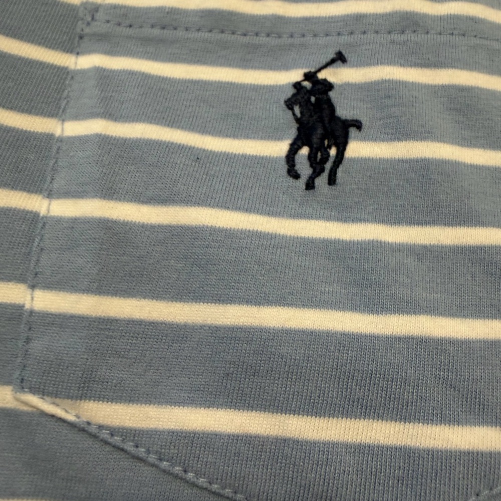 Ralph Lauren Polo Custom Slim Fit Large Blue and White Stripe Men’s tee - Picture 3 of 8